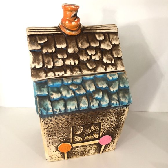 Vintage Cookie Jar Gingerbread House Lollipop Mogi Nagoya Japan Adorable Folk - Picture 4 of 7